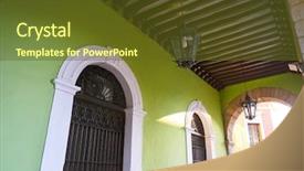  Presentation with mexico city - Slide deck consisting of mexican village - merida city arcade arcs background and a tawny brown colored foreground