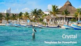  Presentation with maya - PPT layouts with mexican village - puerto morelos beach in riviera background and a teal colored foreground