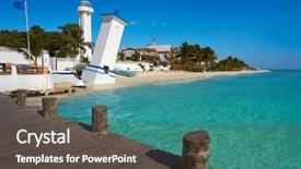 Presentation with maya - Presentation theme having mexican village - puerto morelos beach lighthouse background and a dark gray colored foreground