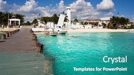  Presentation with maya - Cool new slides with mexican village - puerto morelos beach pier backdrop and a teal colored foreground
