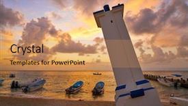  Presentation with maya - PPT layouts enhanced with mexican village - puerto morelos sunrise lighthouse background and a coral colored foreground