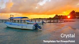  Presentation with sunset beach - Theme enhanced with mexican water - mahahual caribbean beach sunset background and a coral colored foreground