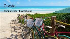  Presentation with bicycles - Cool new presentation theme with mexican water - tulum caribbean beach bicycles backdrop and a light blue colored foreground