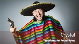  Presentation with gun - Amazing slide deck having mexican with gun wearing sombrero backdrop and a  colored foreground