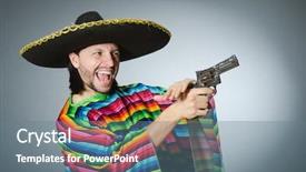  Presentation with gun - Presentation design enhanced with mexican with gun wearing sombrero background and a  colored foreground