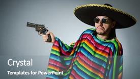  Presentation with gun control - Colorful presentation design enhanced with mexican with gun wearing sombrero backdrop and a gray colored foreground