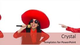  Presentation with mexican - Beautiful slide set featuring mexican woman in funny concept backdrop and a red colored foreground