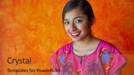  Presentation with mexican culture - Colorful slide set enhanced with mexican woman with mayan dress backdrop and a gold colored foreground