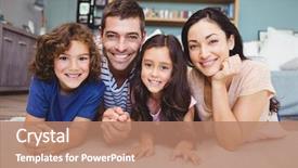  Presentation with family - Colorful PPT theme enhanced with lying on carpet at home backdrop and a coral colored foreground