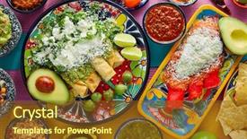  Presentation with sauces - Beautiful PPT theme featuring international cuisine - green and red enchiladas backdrop and a tawny brown colored foreground