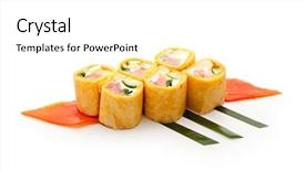  Presentation with cucumber cream - Colorful PPT layouts enhanced with mexico maki sushi - roll made of smoked salmon cream cheese cucumber and spring onion inside mexican pancake outside served on salad leaf backdrop and a white colored foreground