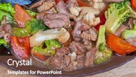  Presentation with frying - Slide set with mexico oil - meat with vegetables at frying background and a  colored foreground