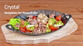  Presentation with frying - Presentation theme consisting of mexico oil - meat with vegetables at frying background and a  colored foreground