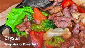  Presentation with frying - Presentation theme consisting of mexico oil - meat with vegetables at frying background and a tawny brown colored foreground