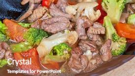  Presentation with dairy produce meat vegetables - Audience pleasing presentation theme consisting of mexico oil - meat with vegetables at frying backdrop and a red colored foreground