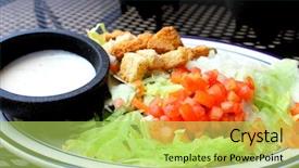  Presentation with salad dressing - PPT theme enhanced with mexico oil - salad with tomatoes and ranch background and a yellow colored foreground