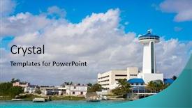  Presentation with mexico cancun - PPT layouts consisting of mexico port control tower background and a  colored foreground