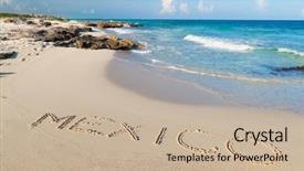  Presentation with caribbean - PPT theme consisting of mexico sign on the beach background and a mint green colored foreground