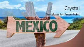  Presentation with mexico - Theme with mexico wooden sign with road background and a light blue colored foreground