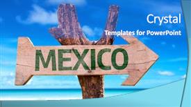  Presentation with teal beach wood - Presentation theme enhanced with mexico wooden sign background and a cobalt blue colored foreground