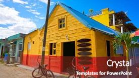  Presentation with caribbean - Slides having mexique - holbox island colorful caribbean houses background and a tawny brown colored foreground