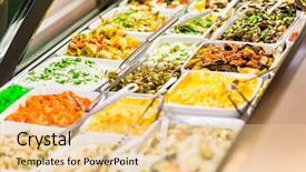  Presentation with appetizers - Theme consisting of meze appetizers in delicatessen background and a lemonade colored foreground