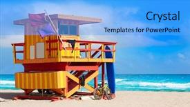  Presentation with miami beach - PPT layouts featuring miami beach baywatch tower background and a light blue colored foreground