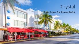  Presentation with miami beach - Audience pleasing theme consisting of miami-beach-florida-usa-cityscape backdrop and a light blue colored foreground