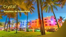  Presentation with art deco - PPT layouts featuring miami-beach-florida-usa-cityscape background and a tawny brown colored foreground