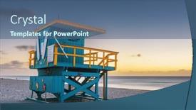  Presentation with miami beach - Amazing slide deck having miami-beach-florida-usa-lifeguard backdrop and a ocean colored foreground