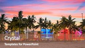  Presentation with miami beach - Cool new PPT theme with miami beach florida usa backdrop and a violet colored foreground