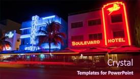  Presentation with art deco - Slide set consisting of miami-beach-july-2009-night background and a wine colored foreground