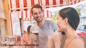  Presentation with travel cafe - Cool new slides with miami-cafe-happy-couple-drinking backdrop and a coral colored foreground