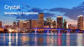  Presentation with miami - Cool new presentation design with miami city skyline panorama backdrop and a teal colored foreground