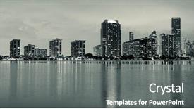  Presentation with miami - Slide deck featuring miami city skyline panorama background and a gray colored foreground