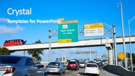  Presentation with miami beach - Cool new theme with miami downtown traffic driving backdrop and a light gray colored foreground