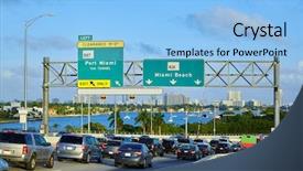  Presentation with miami beach - Presentation theme with miami downtown traffic driving background and a light blue colored foreground