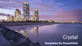 Presentation with miami beach - Colorful presentation design enhanced with miami florida at south beach backdrop and a ocean colored foreground