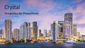  Presentation with miami beach - Amazing PPT layouts having miami florida skyline at brickell backdrop and a light blue colored foreground