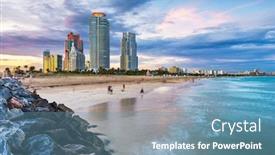  Presentation with miami beach - Beautiful slides featuring miami-florida-usa-at-south backdrop and a teal colored foreground
