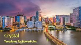  Presentation with florida - Cool new slide deck with miami florida usa downtown city backdrop and a tawny brown colored foreground