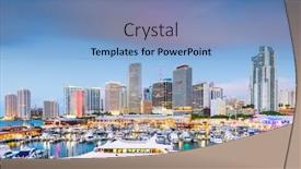  Presentation with miami - Amazing slide deck having miami florida usa downtown skyline at dusk backdrop and a teal colored foreground