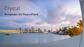  Presentation with miami - Cool new presentation theme with miami-florida-usa-downtown-skyline backdrop and a light blue colored foreground