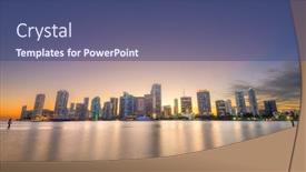  Presentation with miami - Colorful presentation theme enhanced with miami-florida-usa-downtown-skyline backdrop and a ocean colored foreground