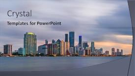  Presentation with miami - Colorful PPT theme enhanced with miami-florida-usa-downtown-skyline backdrop and a light blue colored foreground