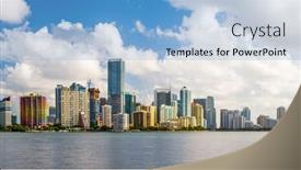  Presentation with miami - Presentation design featuring miami-florida-usa-downtown-skyline background and a light blue colored foreground