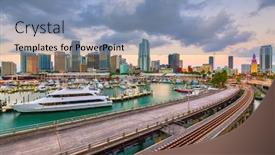  Presentation with miami - Presentation having miami-florida-usa-port background and a light blue colored foreground