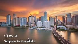  Presentation with miami - Colorful slide deck enhanced with miami-florida-usa-skyline-over backdrop and a tawny brown colored foreground