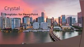  Presentation with miami - Theme having miami-florida-usa-skyline-over background and a coral colored foreground