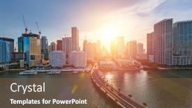  Presentation with miami - Slide set featuring miami-florida-usa-skyline-over background and a red colored foreground